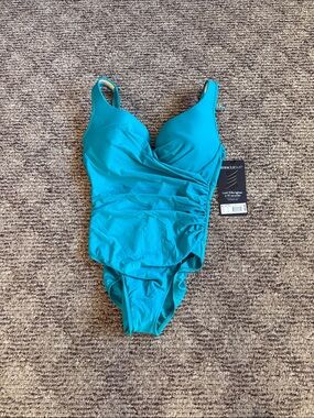Miraclesuit Teal Ruched One-Piece Swimsuit